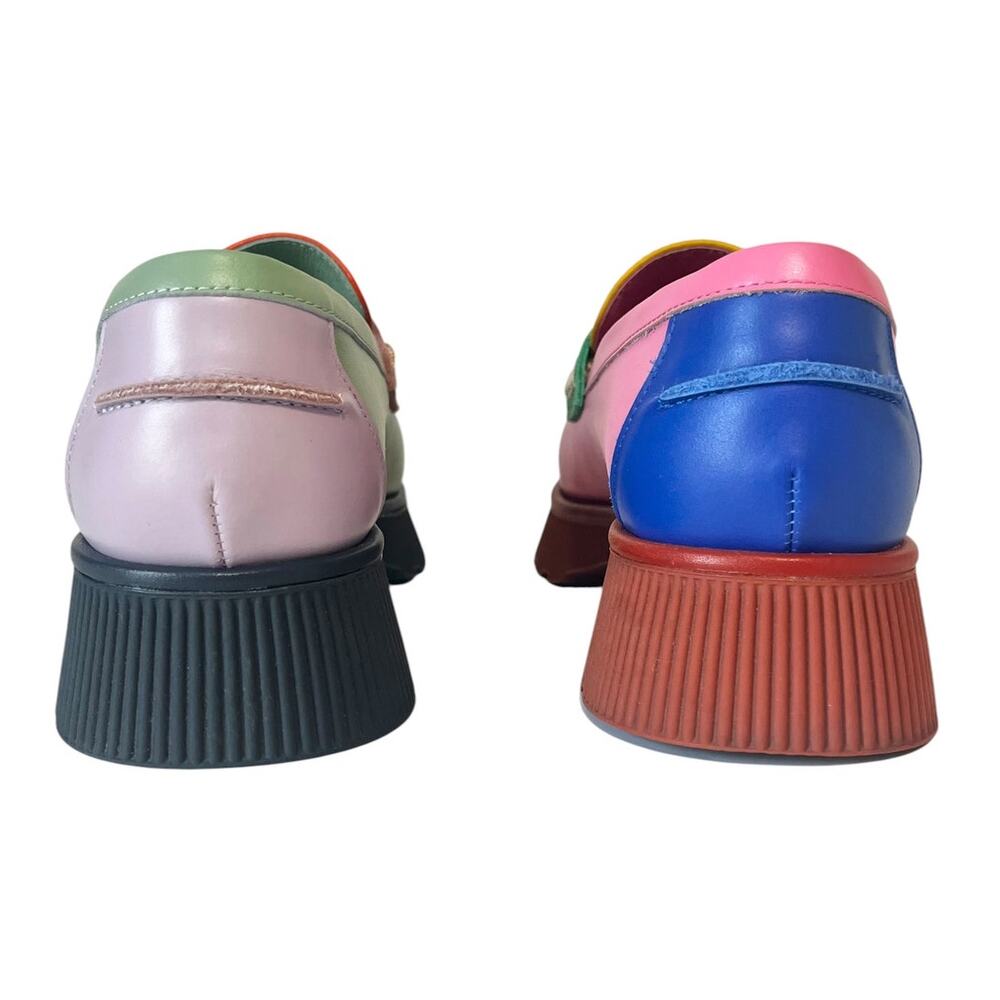 Charlotte Stone Adam Solimar Mismatched Colorblock Lug Sole Penny Loafer Size 7 - Picture 6 of 10
